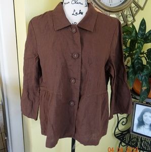 J. Jill Brown Linen Button Jacket